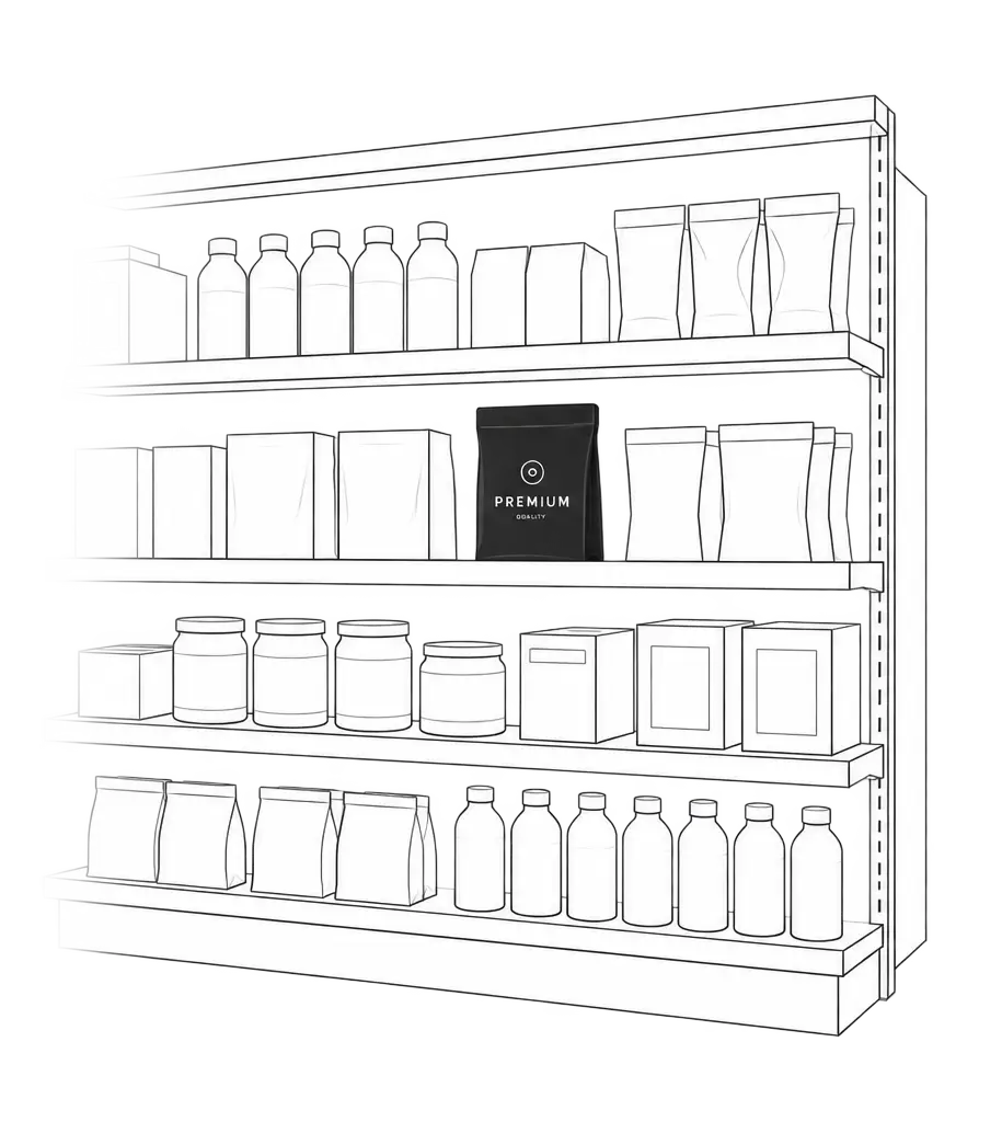 packaging stands out shelves